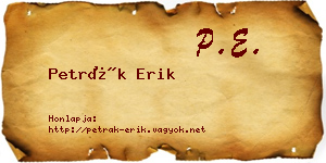 Petrák Erik névjegykártya